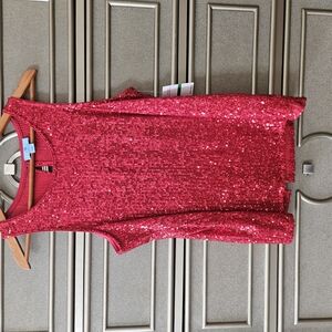 Red Sequin Sleeveless Top